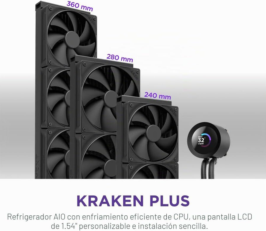 NZXT Kraken Plus 14.173-14.173 in AIO Enfriador de CPU, LCD, color...