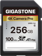 Recuperación de datos gratuita de 5 años: tarjeta SD GIGASTONE de 256 GB, cámara 4K Pro, tarjeta de memoria SDXC UHS-I A1 V30, velocidad de video 4K UHD de hasta 170 MB/s compatible con cámara digital