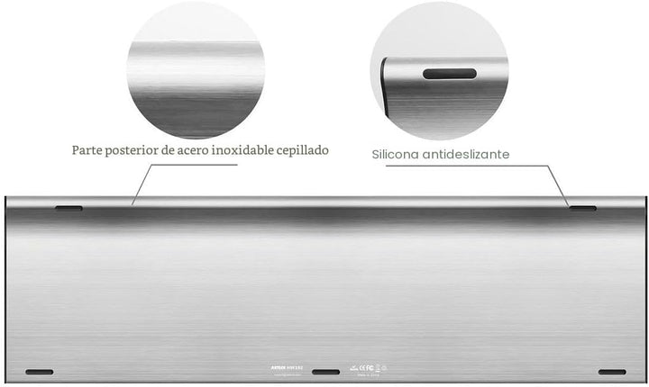Arteck - Teclado inalámbrico de acero inoxidable ultra delgado de 2...