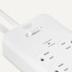 Amazon Basics Regleta protectora contra sobretensiones de 12 tomas, 4000 julios, cable de extensión de 8 pies, rectangular, para el hogar, oficina, sala de juegos, color blanco