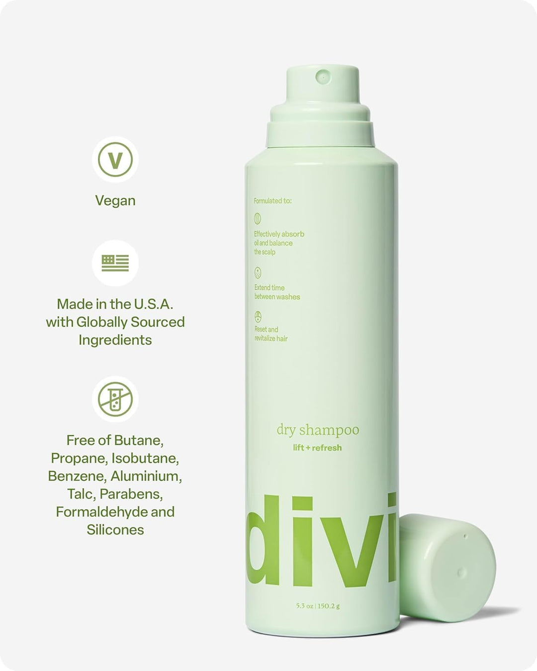 divi Champú en aerosol seco para mujeres, formulado para absorber a...