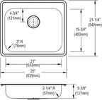 Elkay GE125213 Dayton - Fregadero de acero inoxidable con tapa individual