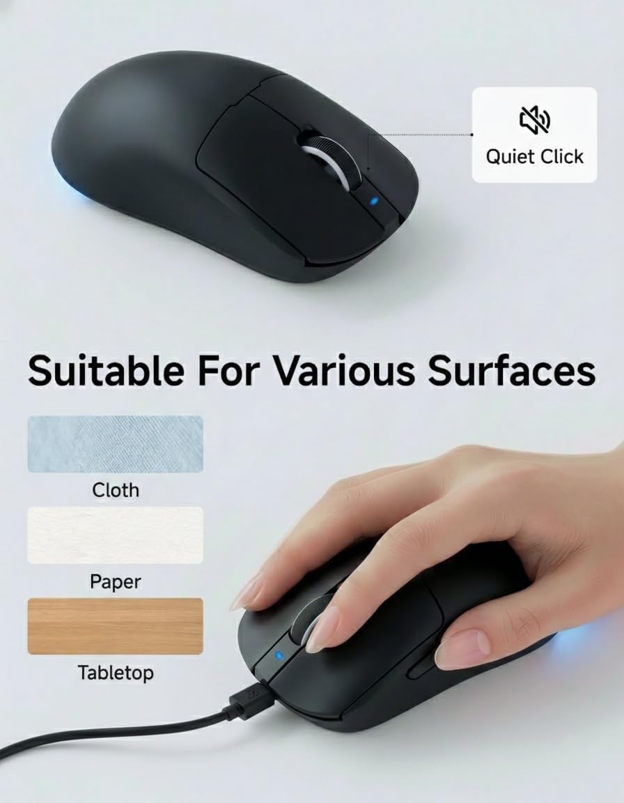 EWEADN C98 Combo de teclado y mouse con cable, teclados ergonómicos...