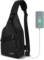 Bolso cruzado para hombres y mujeres, mochila de hombro casual, mochila de pecho para senderismo y viajes (L, negro)