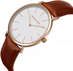 Roberto Marino RM1423 Reloj de lujo para hombre – Cuarzo japonés, correa de cuero, esfera blanca, 3 ATM resistente al agua