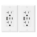 ELEGRP Tomacorrientes USB, toma de pared de 20 amperios con 3 puertos USB, enchufes de puertos USB C duales, receptáculos de salidas USB resistentes a manipulaciones TR, placa de pared incluida