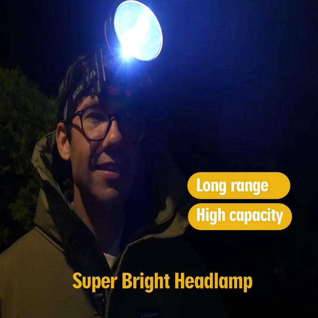 Odear Linterna de LED para la cabeza, con luz muy brillante, recargable. Luz para la cabeza, con batería, para caza, camping, o pesca.