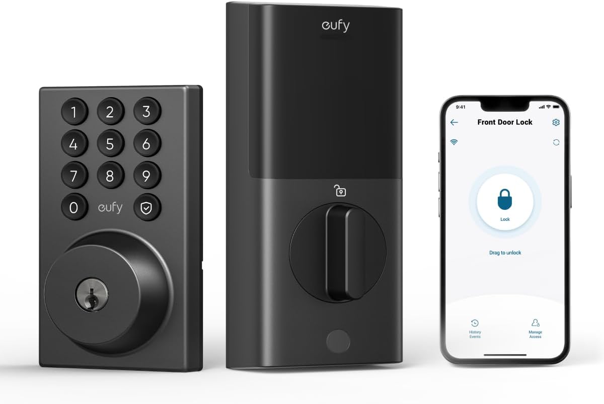 eufy Security Smart Lock C30, Keyless Entry Door Lock, Built-in Wi-Fi, Negro, Contemporáneo