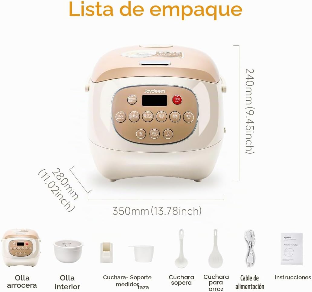 Joydeem Rice Cooker de Cerámica, 6 tazas de arroz crudo Cocinadores con Olla Interior de Cerámica Pura, Saludable y Libre de PFOA, 3L/3.2 qt, DFB-C300