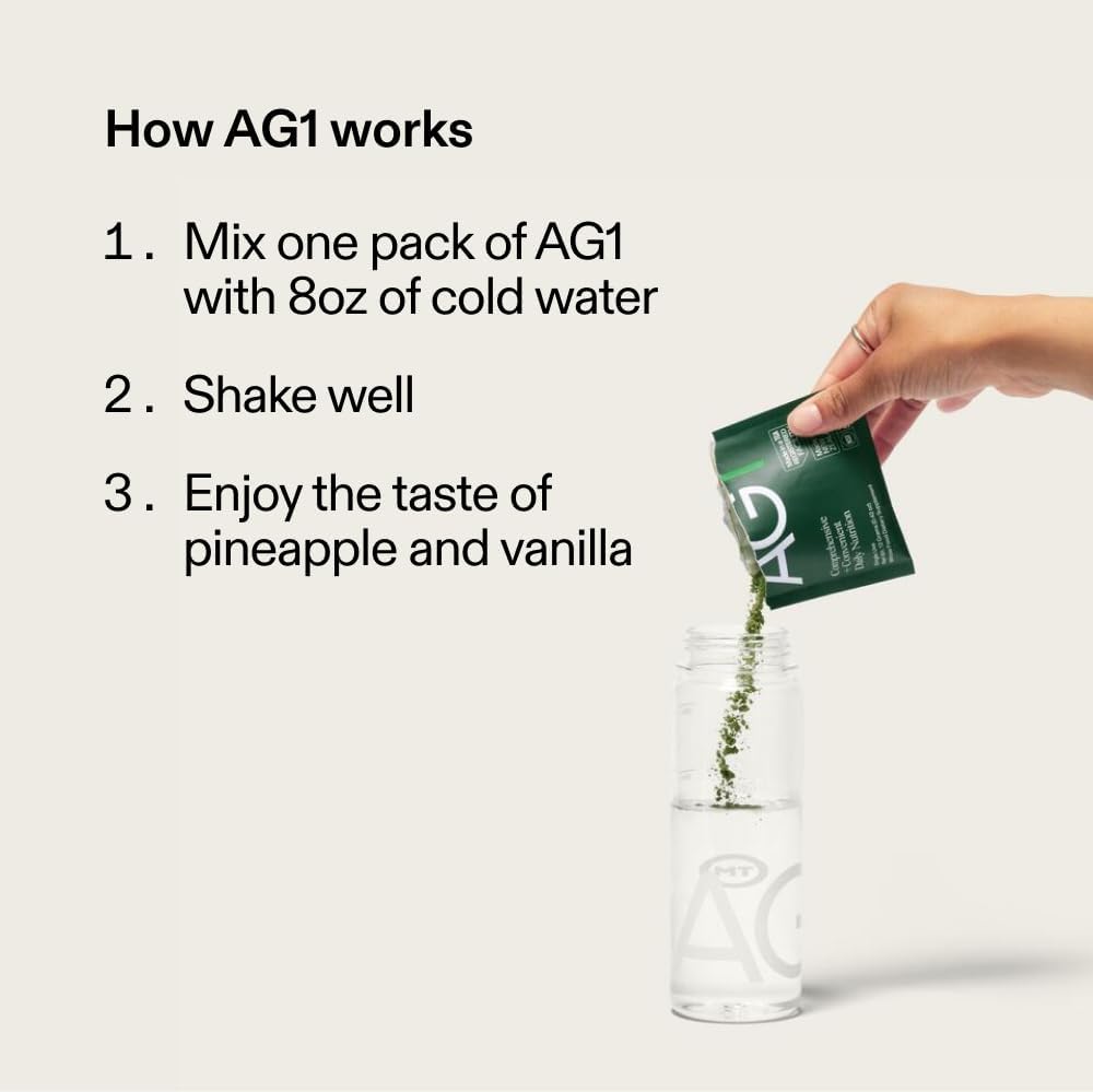 AG1 Multivitamina para Hombres y Mujeres, Suplemento de Polvo de Ve...
