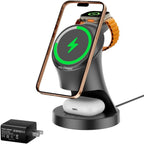 Estación de carga inalámbrica 3 en 1 para dispositivos Apple, cargador Magsafe para iPhone 17 16 15 14 13 12 Pro/Max/Plus/Mini estación de carga inalámbrica para AirPods 2/3/4/Pro iWatch Ultra11/10/9/8/7/SE/6/5/4/3/2