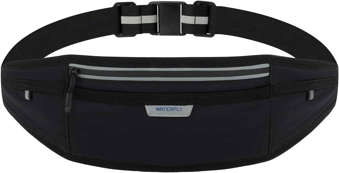 WATERFLY Cinturón para correr Slim transpirable con espalda acolchada y 4 bolsillos para corredor