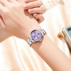 OLEVS Reloj para Mujer Plateado de Acero Inoxidable Elegante Analógico Lúmenes Visibles