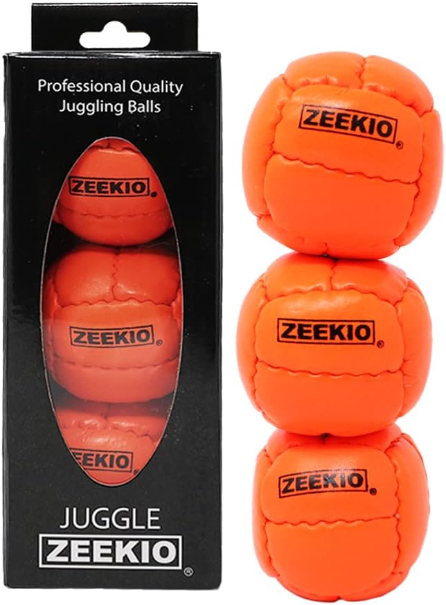 Zeekio - Pelota de malabarismo Galaxy - Grado profesional - Adecuado para todos los niveles y edades - Pelota de cuero genuino de 12 paneles premium duradera - 4.59 oz y 2.638 in - Juego de 3 -