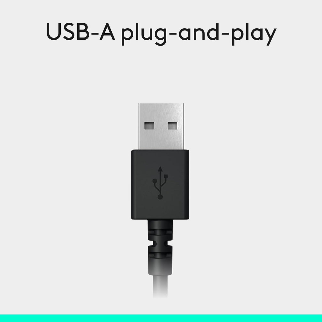 Logitech H390 Auriculares estéreo con cable para PC/portátil, USB-A, color negro