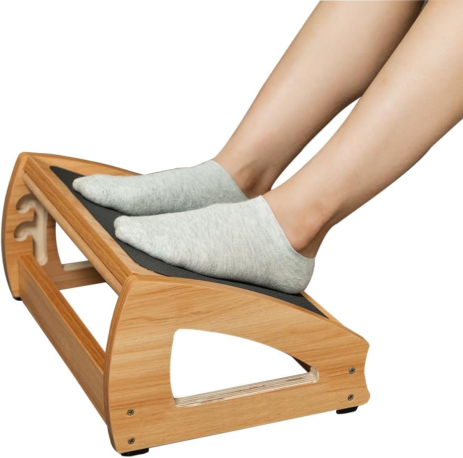 Lámpara StrongTek Reposapiés ergonómico debajo del escritorio, reposapiés de oficina de madera de 3 alturas ajustables, gran superficie antideslizante, mejora la postura y la circulación sanguínea, hasta 400