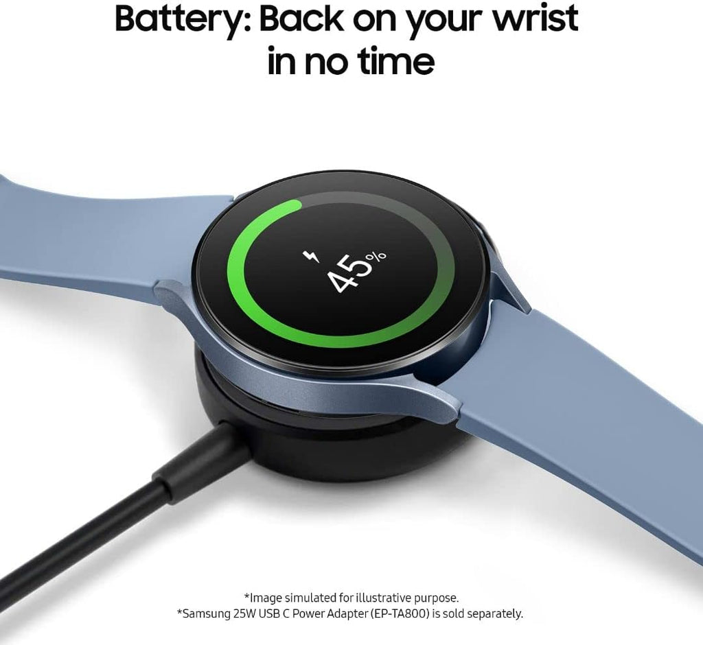 SAMSUNG Galaxy Watch 5 44mm Bluetooth Smartwatch con seguimiento del cuerpo, salud, fitness y sueño, batería mejorada, cristal de zafiro, seguimiento GPS mejorado, versión EE. UU., azul