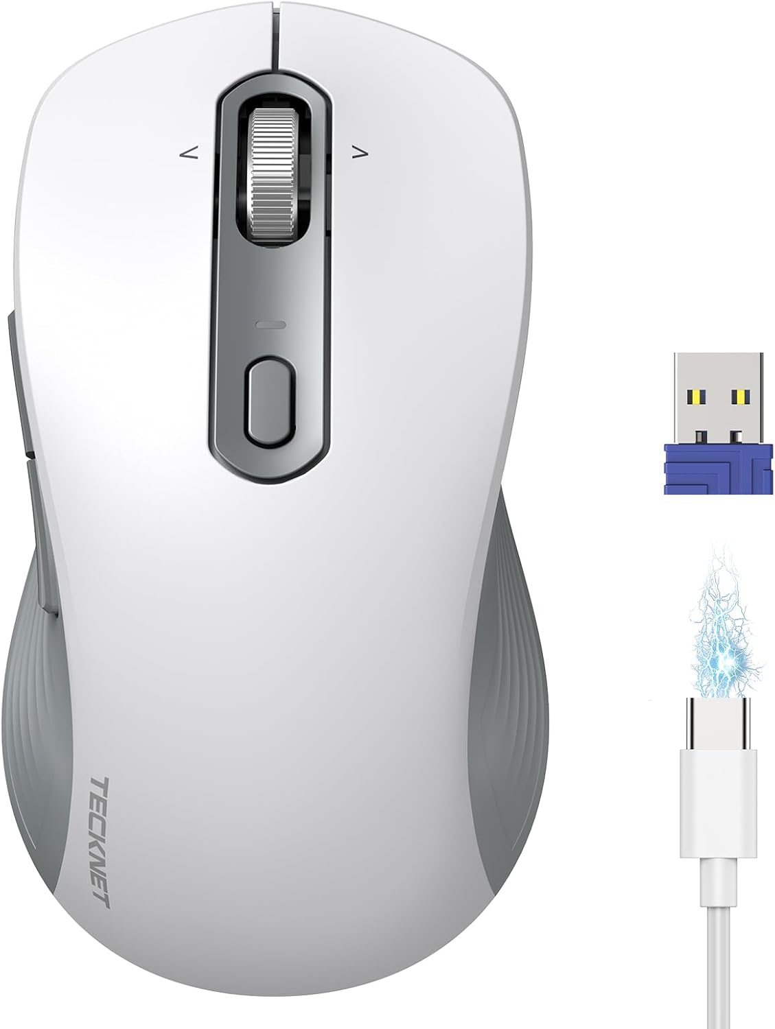 TECKNET Ratón Bluetooth recargable, [USB + BT5.0 + BT3.0] Ratón ina...
