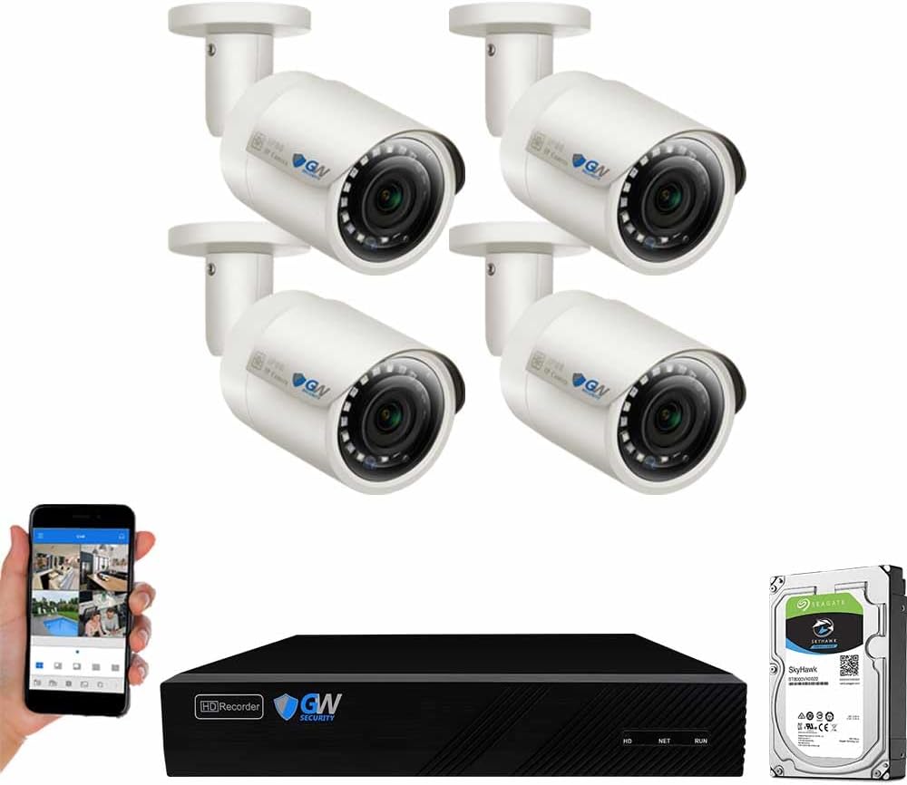GW Security Sistema de cámara de seguridad de audio y video POE de...
