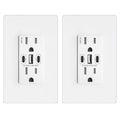 Enchufe de pared USB PD3.0 de 30W, receptáculo resistente a manipulaciones de 15 amperios con 2 puertos USB tipo C y 1 puerto USB tipo A, cargador USB para iPhone/iPad/Samsung/LG/MacBook