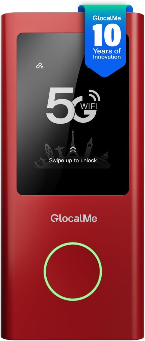GlocalMe Red Numen Air 5G Punto de acceso móvil, punto de acceso Wi...