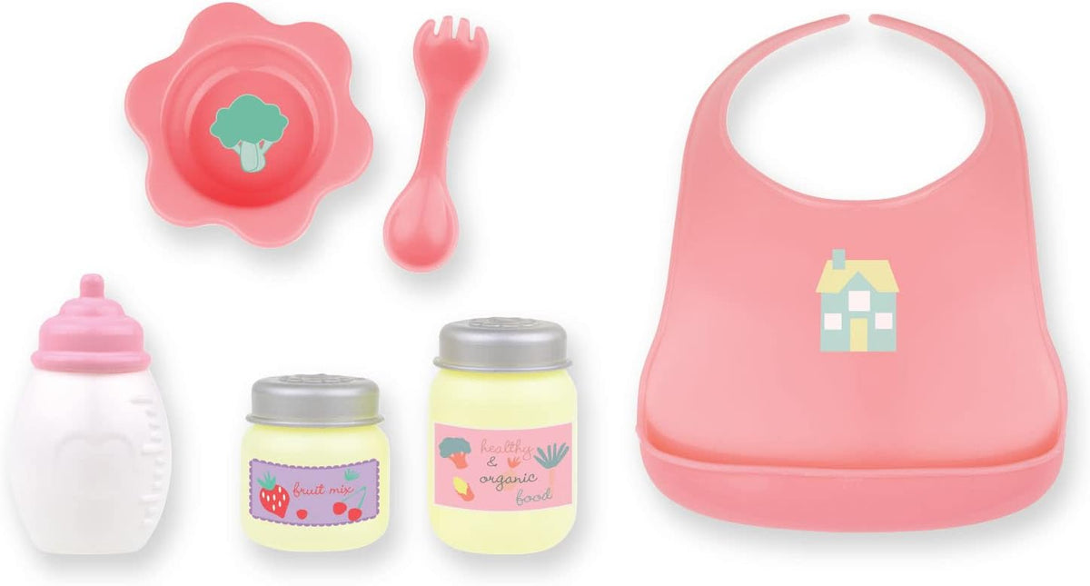 JC Toys - Cuna mecedora y accesorios para muñeca, Juego de sillas altas rosa/azul