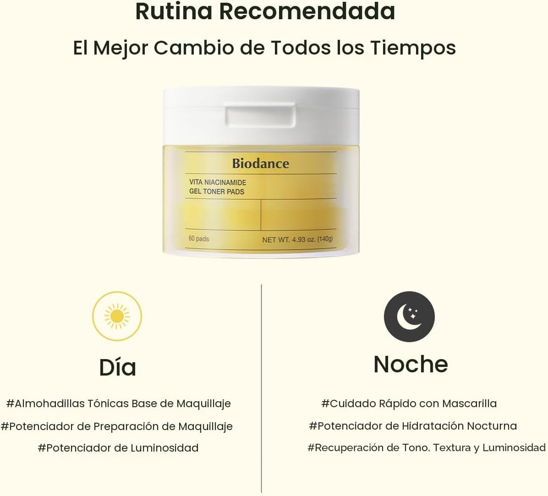 Biodance Vita - Almohadillas de tóner de gel de niacinamida, correc...