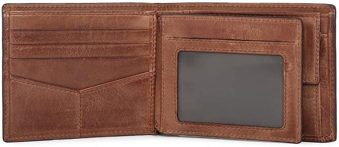 Fossil Men's Derrick Leather RFID-Blocking Bifold with Coin Poc...