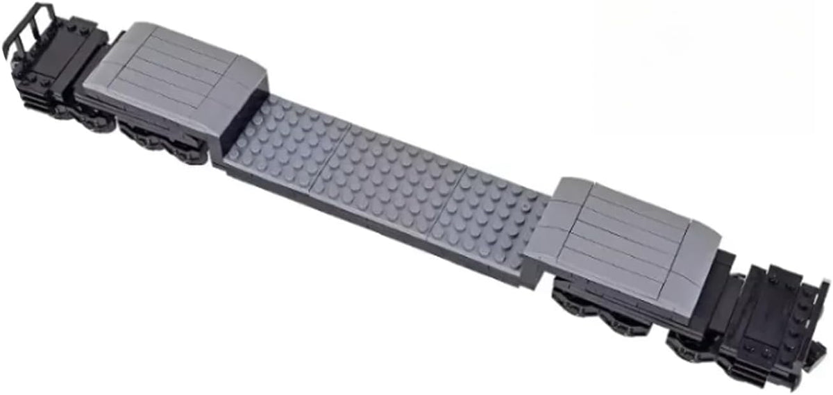 MOC City Creative Building Set – Ruedas de base de tren, camión de plataforma baja y vías de ferrocarril Kit de bricolaje (compatible con piezas técnicas 92339, 92088, 4025) (1PCS camión de