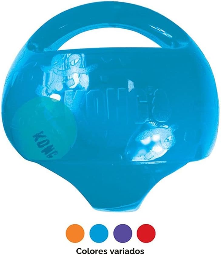 KONG Jumbler Ball - Juguete interactivo para perros y cachorros, juguete de búsqueda con pelota de tenis, suministros para perros para juegos atractivos, para perros grandes/XL, color proporcionado al