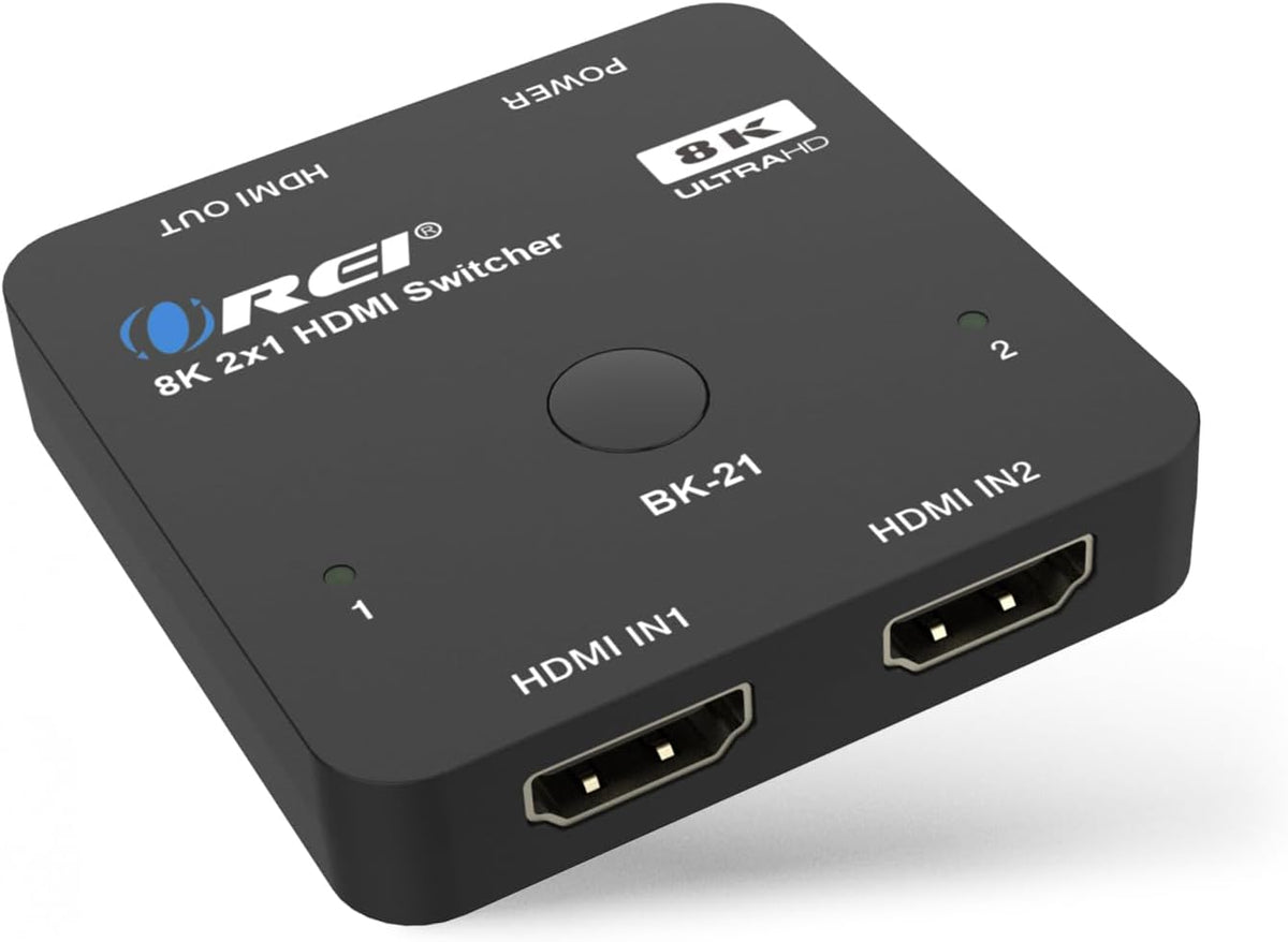 OREI Interruptor HDMI 2.1 de 2 puertos 8K, 8K a 60Hz, 4K a 120Hz