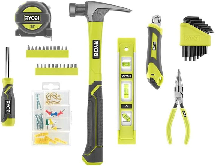 Ryobi Kit de herramientas manuales para propietarios de viviendas d...