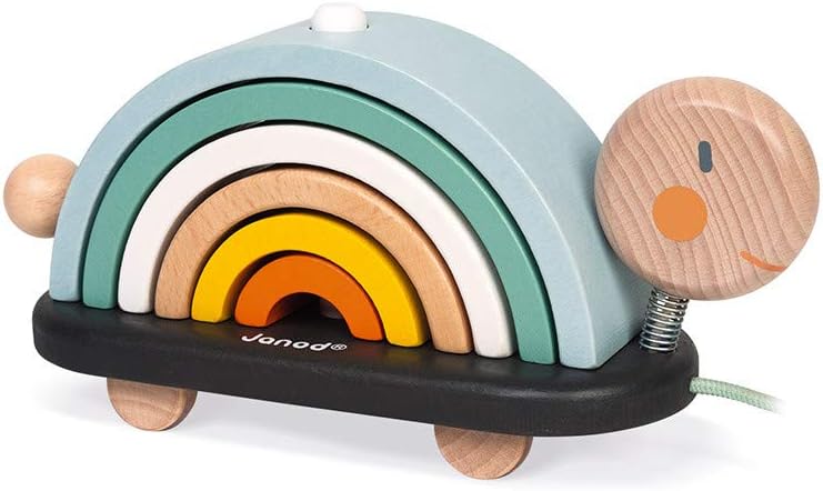 Janod - Sweet Cocoon - Juguete de madera para tirar - Tortuga Arco Iris - 7