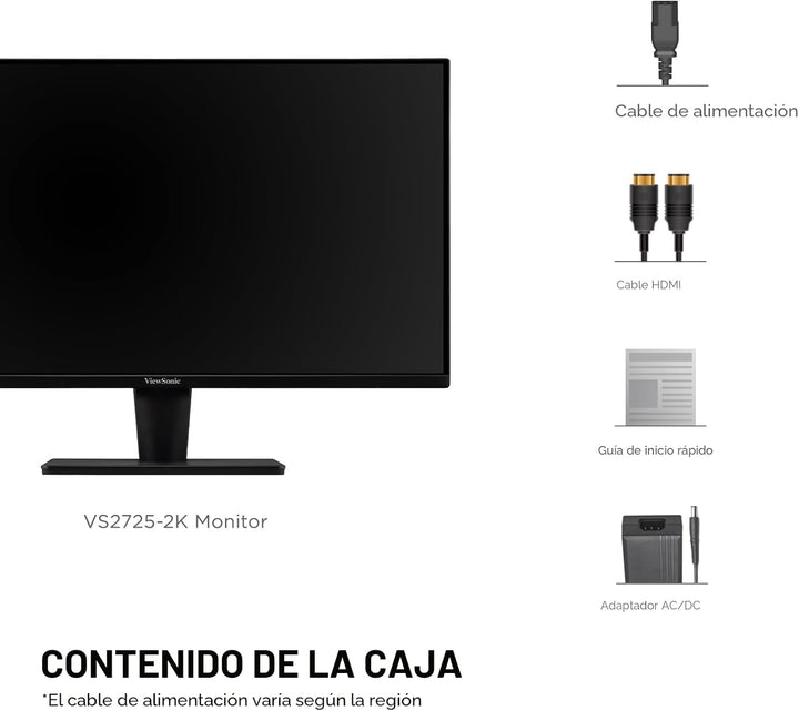 ViewSonic VS2725-2K - Monitor QHD de 27 pulgadas (1440p) con 100Hz,...