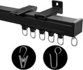 Riel de cortina de techo, sistema de rieles de cortina resistente para divisor de habitaciones, riel de cortina deslizante de montaje en pared con clip y ganchos para sala de estar, dormitorio, ducha, aire libre, negro, 6 pies - 9 pies