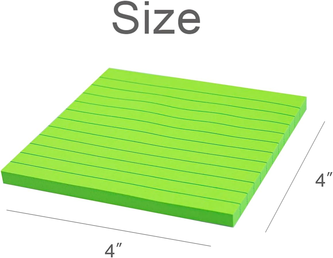 (36 blocs) notas adhesivas forradas de 4 x 4 pulgadas, 6 blocs de notas autoadhesivas de colores brillantes, adhesivo fuerte, 47 hojas/bloc