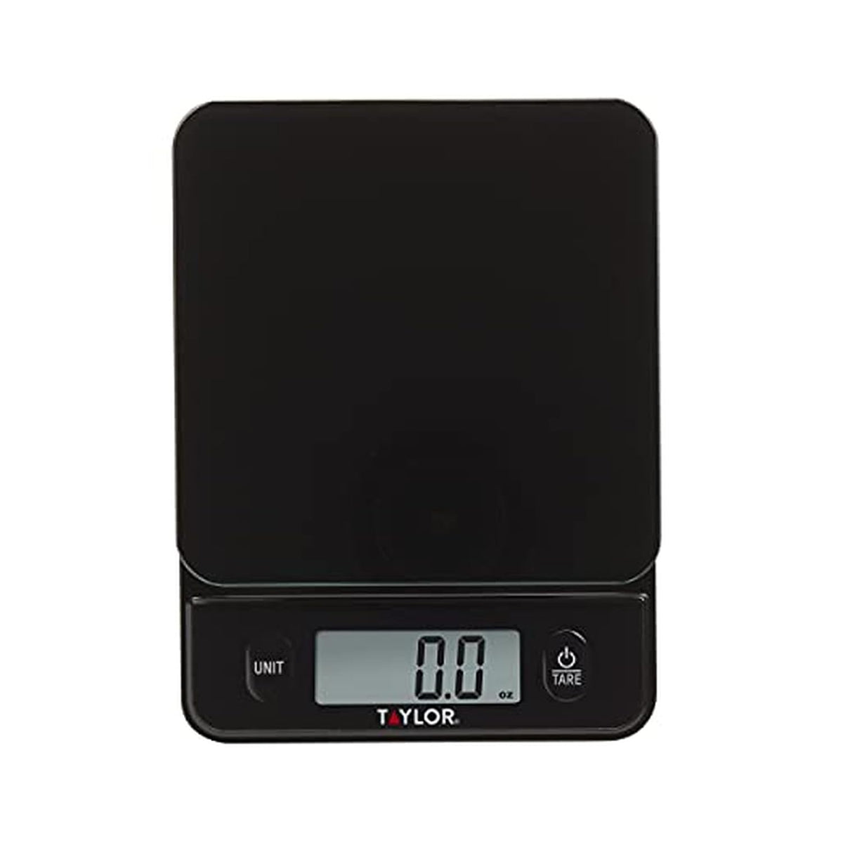 Taylor Báscula de alimentos con superficie de vidrio con controles táctiles, capacidad de 11 lb, elegante diseño negro para medición precisa de alimentos en gramos y onzas