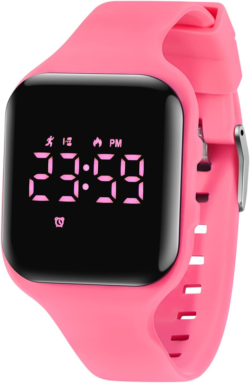 Relojes para niños y niñas, reloj deportivo digital con contador de pasos, podómetro, alarma de vibración, sin aplicación, impermeable, rastreador de fitness, reloj para niños, niñas, adolescentes