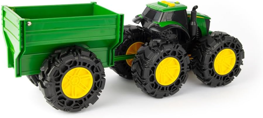 TOMY Monster Treads - John Deere Tractor Toy and Wagon -