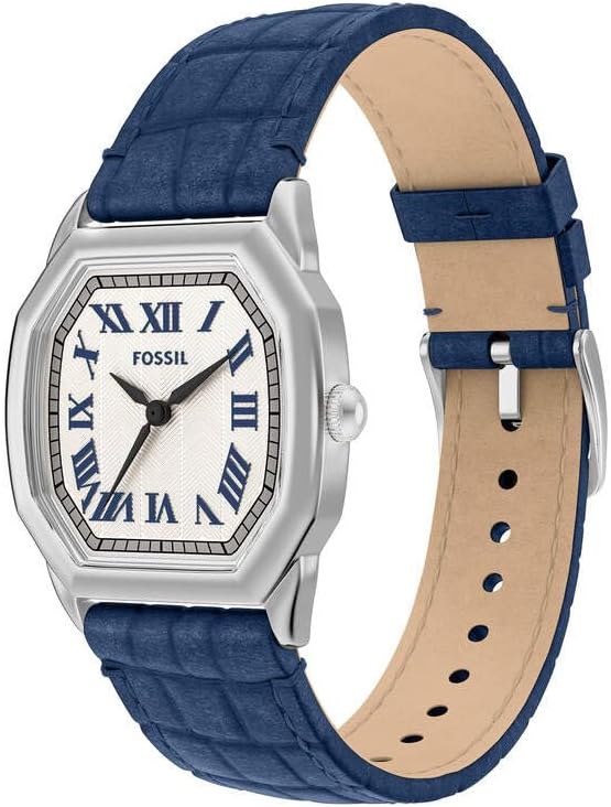 Fossil Reloj Harlow para mujer, movimiento de tres manecillas de cuarzo con correa de acero inoxidable o cuero