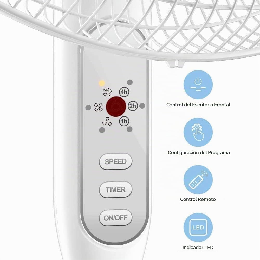 PELONIS Ventilador de pedestal oscilante ajustable de 16" con c...