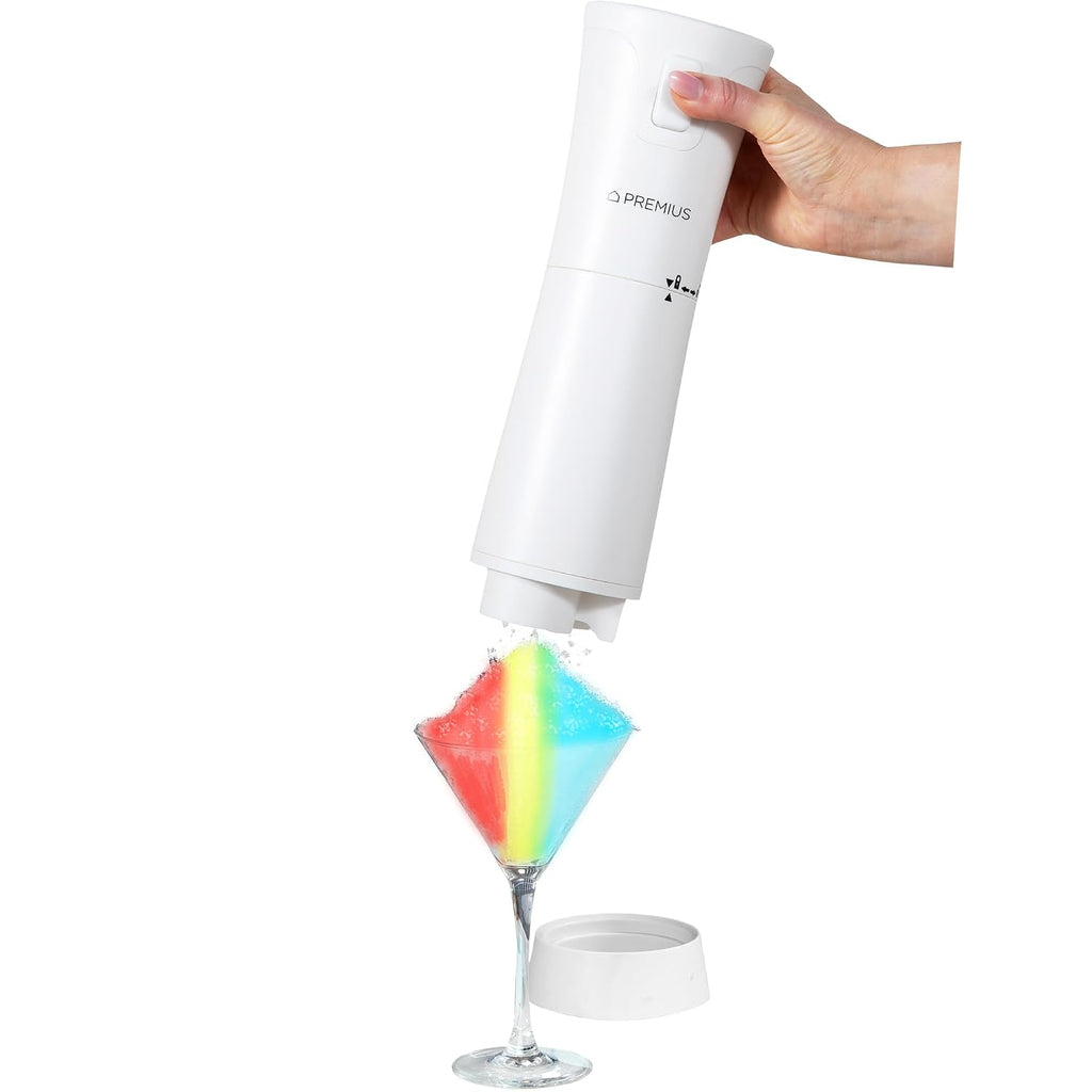 Máquina de hielo afeitado inalámbrica – Ligero, recargable, libro de recetas de bonificación, soporte de descanso – Hielo afeitado caribeño. Cable USB incluido – Hasta 40 conos de nieve por carga. No se necesitan moldes (blanco)