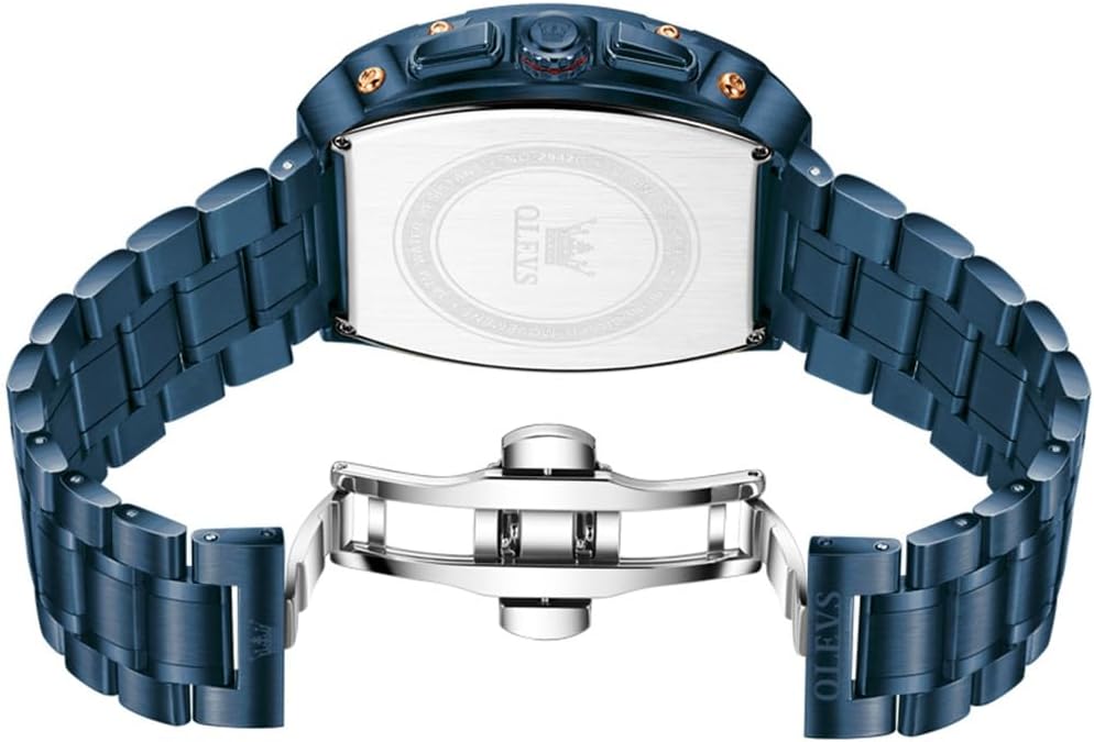 OLEVS Relojes para Hombres Business Dress Chronograph Cuadrado Grande Analógico con Correa de Silicona a prueba de agua con Fecha Regalo para Hombre Reloj de Muñeca Plateado