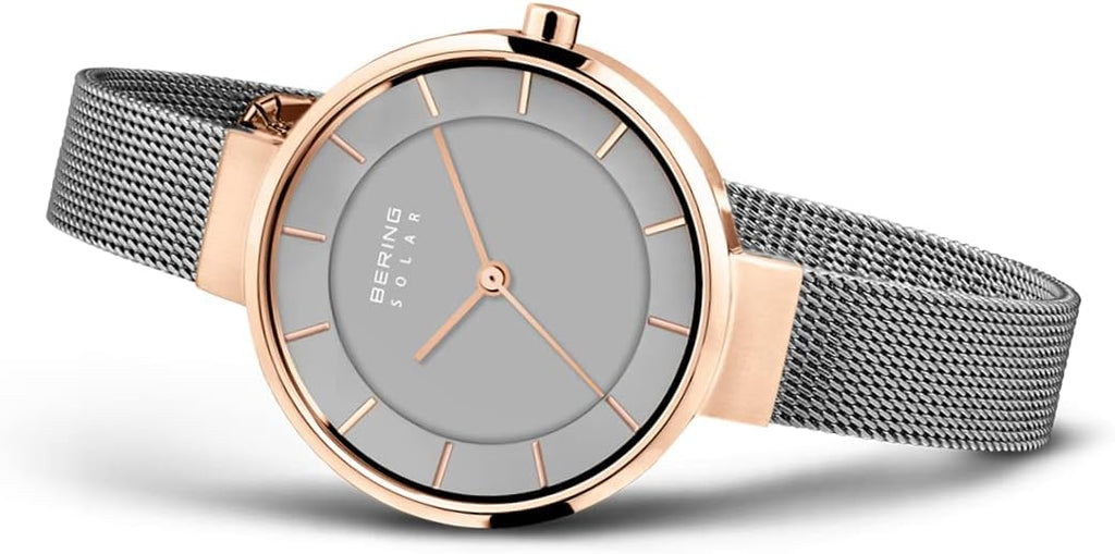 Reloj Bering para mujer con movimiento solar - Colección Solar con acero inoxidable y cristal de zafiro 14631-XXX Pulseras de reloj