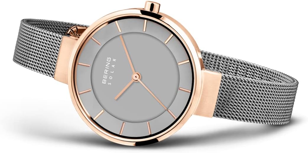 Reloj Bering para mujer con movimiento solar - Colección Solar con acero inoxidable y cristal de zafiro 14631-XXX Pulseras de reloj