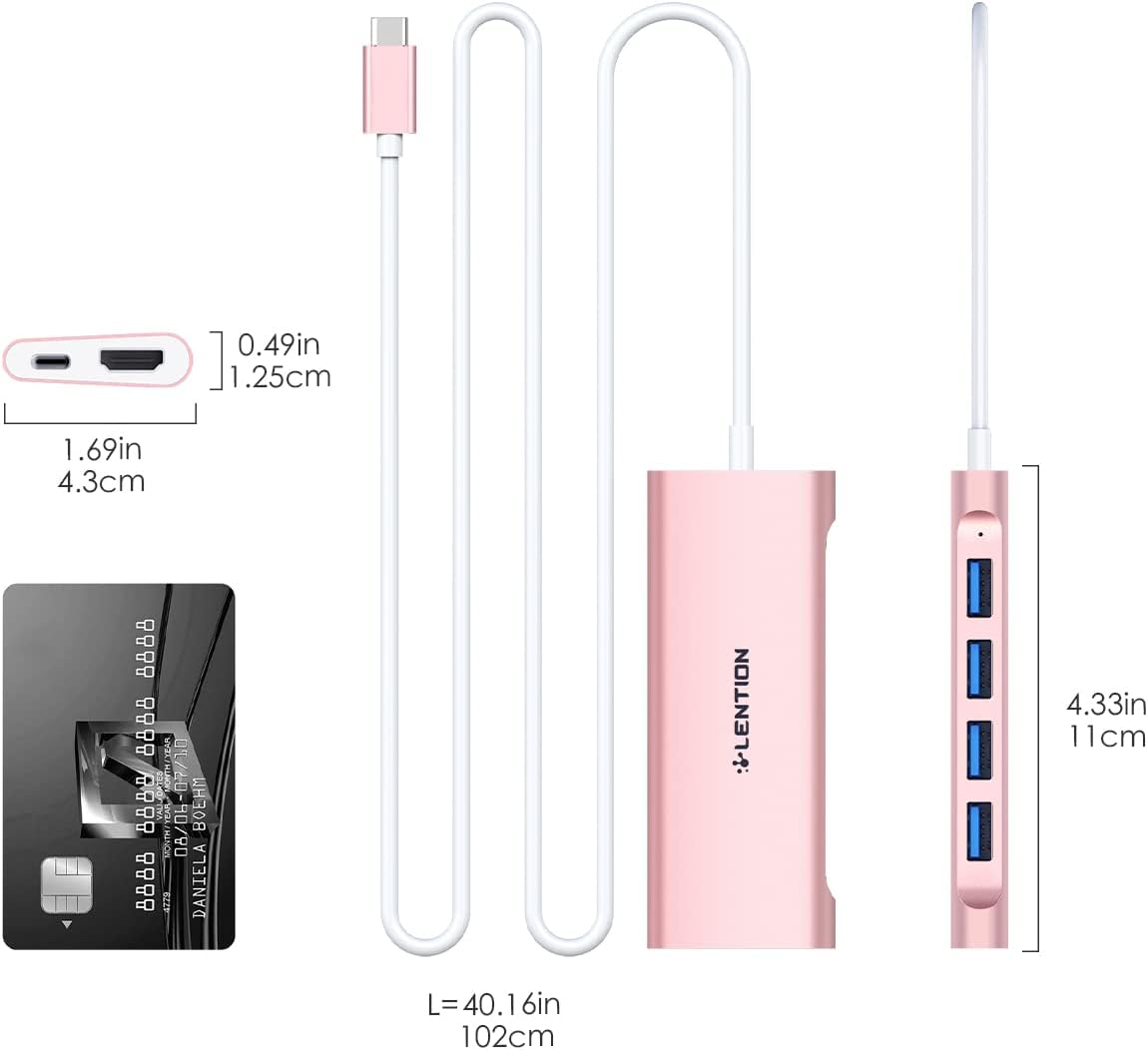 LENTION, CB-TP-C35H-1M-ROG-US-1, hub USB de 4 puertos
