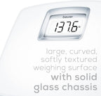 Beurer Báscula digital de baño PS25 para peso corporal, capacidad de 400 libras, calibración automática, pantalla retroiluminada XL, báscula corporal de vidrio, precisa y precisa