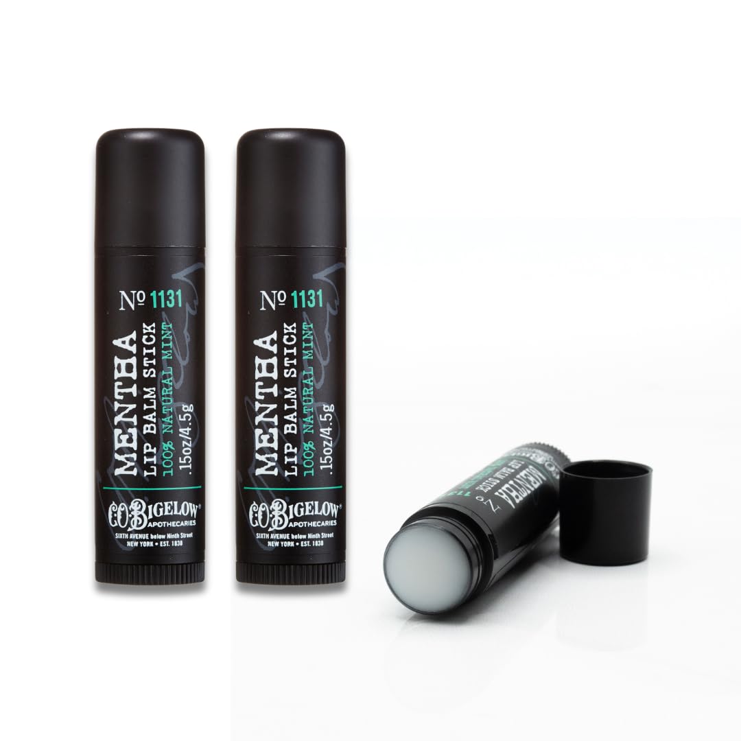 C.O. Bigelow Mentha Lip Balm Sticks, paquete de 3 barras de bálsamo...