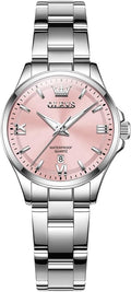 OLEVS Reloj para Mujer Plateado de Acero Inoxidable Elegante Analógico Lúmenes Visibles