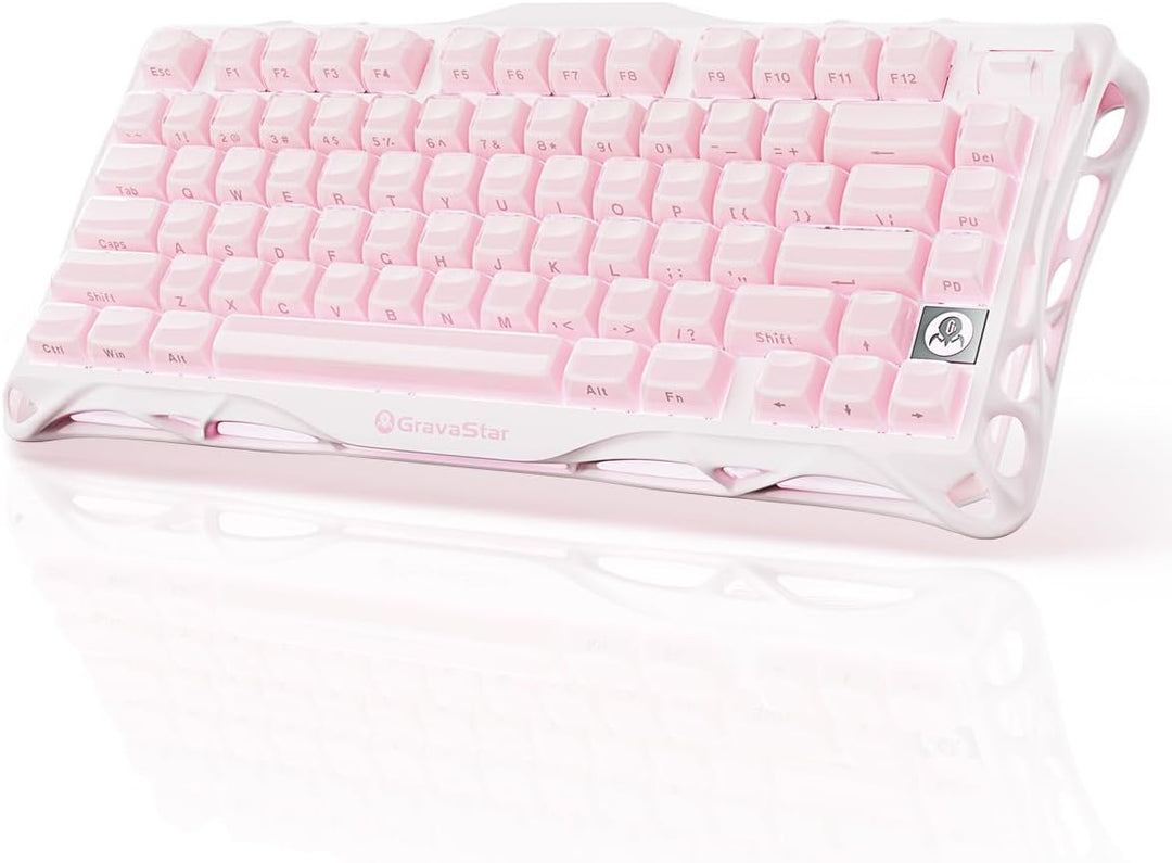GravaStar Mercury K1 75% Rosa Teclado Inalámbrico, Diseño de Exoesq...
